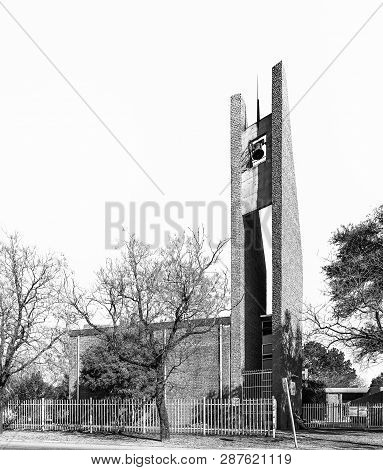 Sasolburg, South Africa, July 30, 2018: A Street Scene, With The Dutch Reformed Church 4-ankers, In 