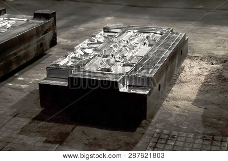 Cnc Machinery In The Industrial Factory. Detail - Form Part Of A Cast Machine.  Sheet Metal Stamping