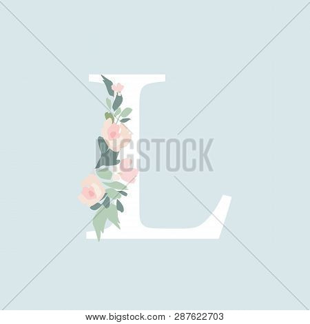 Floral Alphabet - Letter L With Flowers Bouquet Composition. Unique Collection For Wedding Invites D