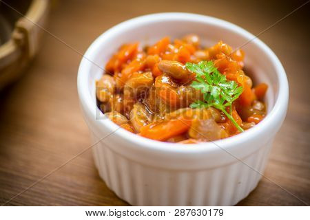 Stewed Diet Beans With Vegetables In A Bowl