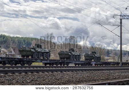 Russian Military Equipment Loaded Onto A Cargo Railway Platform