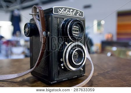 Kouvola, Finland - November 1, 2018: Vintage Twin Lens Camera Lubitel On The Table.