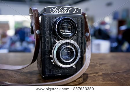 Kouvola, Finland - November 1, 2018: Vintage Twin Lens Camera Lubitel On The Table.