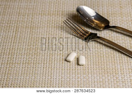 Chewing Gums After Eating To Protect Teeth From Tooth Decay Or Plaque. Sugar Free Oral Hygiene Durin