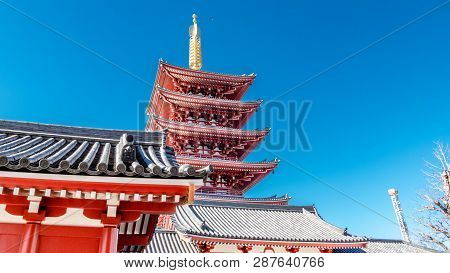 Gojunoto Five Story Pagoda At Senso-ji Temple