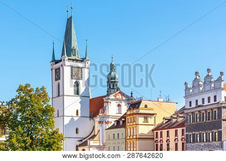 White Tower Of All Saints Church Near Main Peace Square, Litomerice, Czech Republic