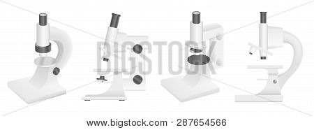 Microscope Icons Set. Realistic Set Of Microscope Vector Icons For Web Design Isolated On White Back