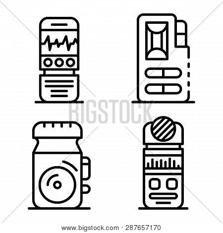 Dictaphone Icons Set. Outline Set Of Dictaphone Vector Icons For Web Design Isolated On White Backgr