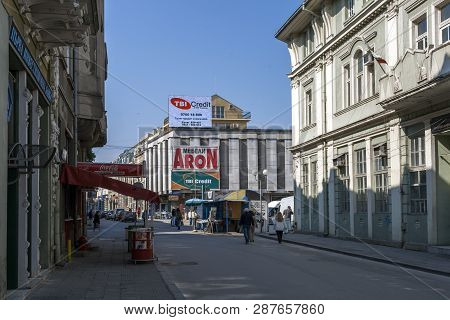 Ruse, Bulgaria - May 1, 2008: Building And Street At The Center Of City Of Ruse, Bulgaria