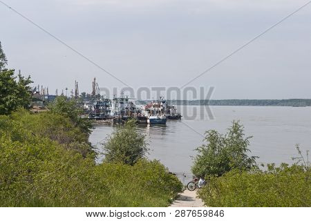 Ruse, Bulgaria - May 1, 2008: The Danube River Passing Through The City Of Ruse, Bulgaria