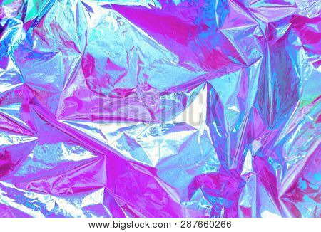 Abstract Modern Bright Colored Holographic Background In 80s Style. Synthwave. Vaporwave Style. Retr