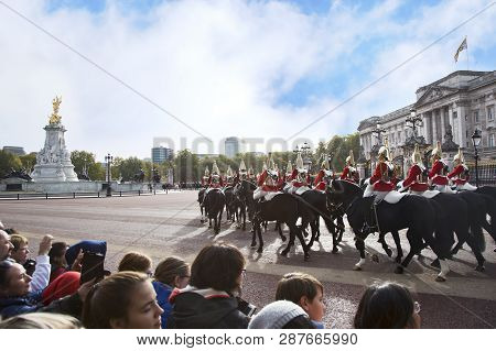 London United Kingdom, October 23 2018: The Guards Of The Buckingham Palace During The Traditional C