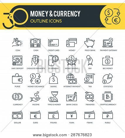 Money And Currency Outline Icons