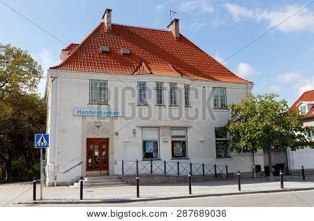 Hemse, Sweden - May 14, 2016: Te Bank Office For Handelsbanken Located On The Storgatan Street In He