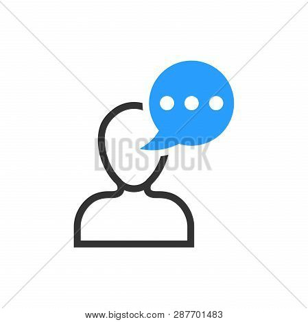 Man Head Mind Thinking Icon In Flat Style. Speech Bubble With People Vector Illustration On White Is