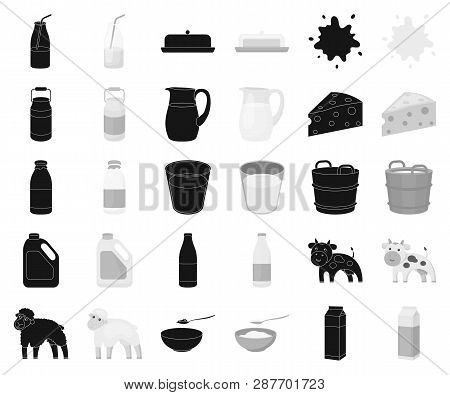 Milk Product Black, Monochrome Icons In Set Collection For Design.milk And Food Vector Symbol Stock 