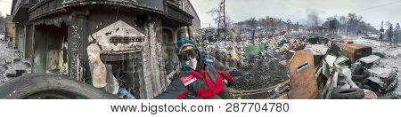 Kiev, Ukraine - January 26, 2014: The Barricades On The Street Were Built Hrushevskoho Defenders Of 