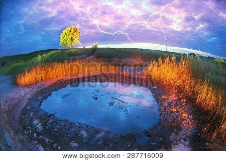 Only In The Carpathian Mountains, Ukraine - Active Mud (clay And Bitumen) Volcano On The Outskirts O
