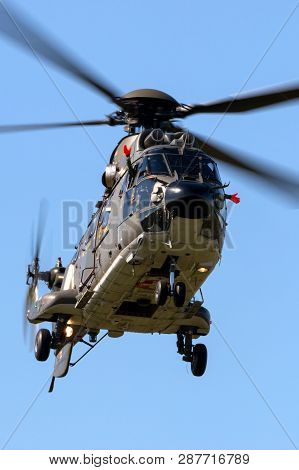 Payerne, Switzerland - August 30, 2014: Swiss Air Force Aerospatiale As532 (th98) Military Utility H