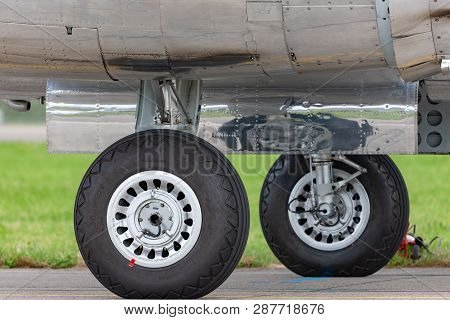 Payerne, Switzerland - August 29, 2014: World War Ii Vintage North American B-25 Mitchell Bomber Air