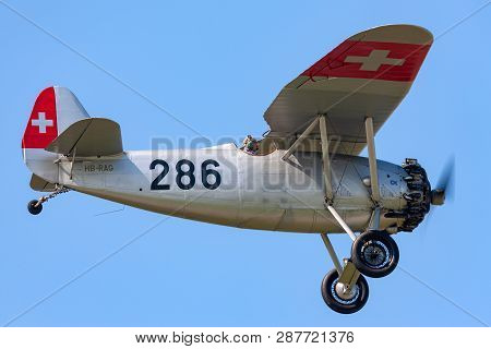 Payerne, Switzerland - September 4, 2014: Vintage Dewoitine D.26 Aircraft Hb-rag.
