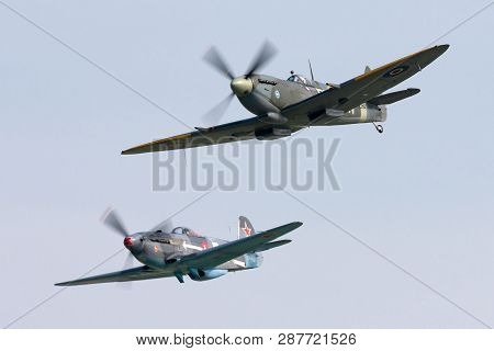 Payerne, Switzerland - September 5, 2014: Supermarine Spitfire Mk16e World War Ii Fighter Aircraft G