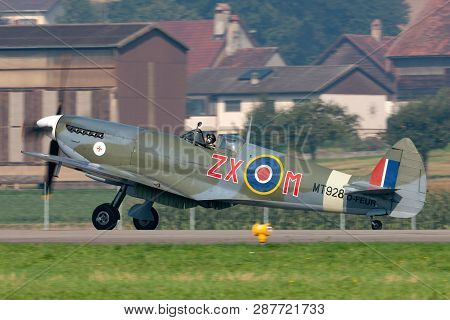 Payerne, Switzerland - September 6, 2014: Supermarine Spitfire Mk.8 World War Ii Fighter Aircraft D-