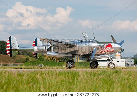 Payerne, Switzerland - September 7, 2014: Lockheed P-38 Lightning World War Ii Fighter Aircraft Oper