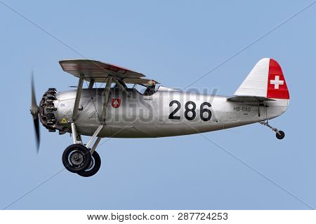 Payerne, Switzerland - September 4, 2014: Vintage Dewoitine D.26 Aircraft Hb-rag.