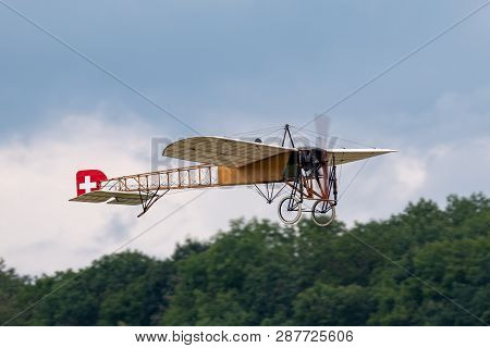 Payerne, Switzerland - August 29, 2014: Vintage Bleriot Xi Aircraft Owned And Operated By Mikael Car