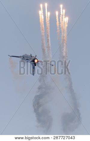 Payerne, Switzerland - August 30, 2014: Belgian Air Component (belgian Air Force) General Dynamics F