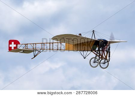 Payerne, Switzerland - August 30, 2014: Vintage Bleriot Xi Aircraft Owned And Operated By Mikael Car