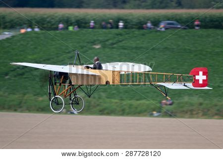 Payerne, Switzerland - August 30, 2014: Vintage Bleriot Xi Aircraft Owned And Operated By Mikael Car