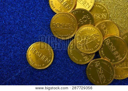 Kiev, Ukraine - February 1, 2019: Roshen Ukrainian Corporation was ranked 18th in the 