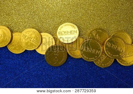 Kiev, Ukraine - February 1, 2019: Roshen Ukrainian Corporation was ranked 18th in the 