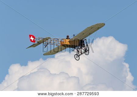 Payerne, Switzerland - September 6, 2014: Vintage Bleriot Xi Aircraft Owned And Operated By Mikael C