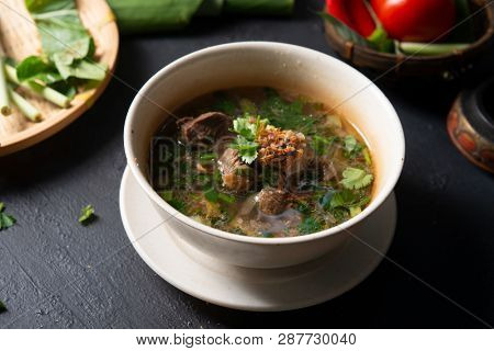Asian bone soup or sup tulang, popular traditional malay dish.
