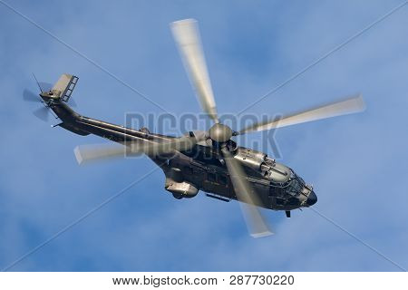 Payerne, Switzerland - September 7, 2014: Swiss Air Force Aerospatiale As532 (th98) Military Utility