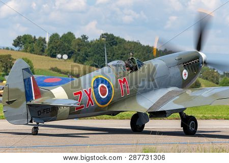 Payerne, Switzerland - September 7, 2014: Supermarine Spitfire Mk.8 World War Ii Fighter Aircraft D-