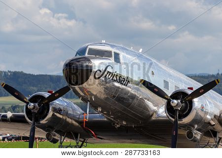 Payerne, Switzerland - September 2, 2014: Douglas Dc-3c Vintage Airliner N431hm.