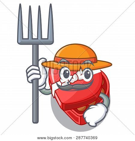 Farmer Chocolate Box Heart Above Cartoon Table