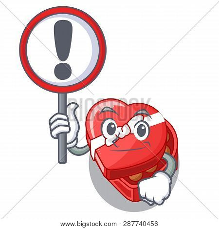 With Sign Chocolate Box Heart Above Cartoon Table