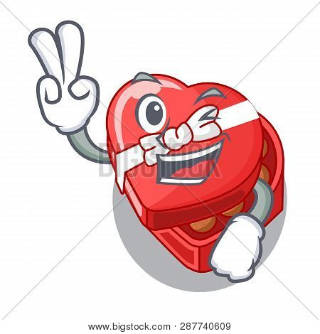 Two Finger Choclate Heart Box In Shape Mascot