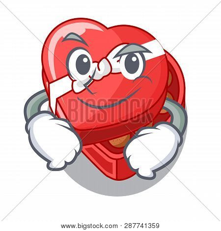Smirking Choclate Heart Box In Shape Mascot