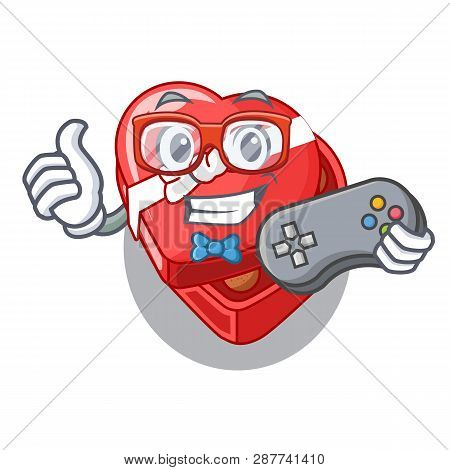 Gamer Chovolate Heart Box Isolated With Characters