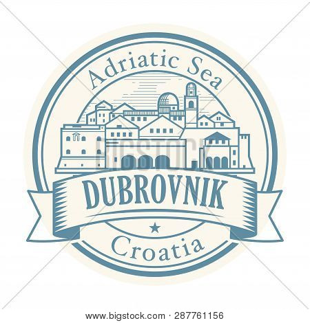 Abstract Rubber Stamp With Dubrovnik, Croatia Olt Town Inside, Vector Illustration