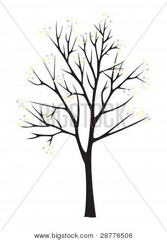 Silueta de árbol negro sobre fondo blanco