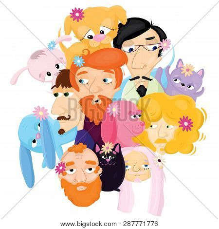 Friendship Of Bearded Guys With Their Animals, Cats And Dogs