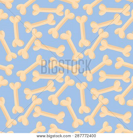 Seamless Pattern With Bones For Dogs On A Blue Background
