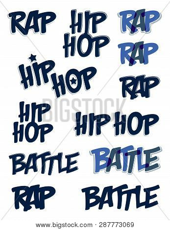 Rap Battle Vector Typing Big Set, Music Theme Logo.
